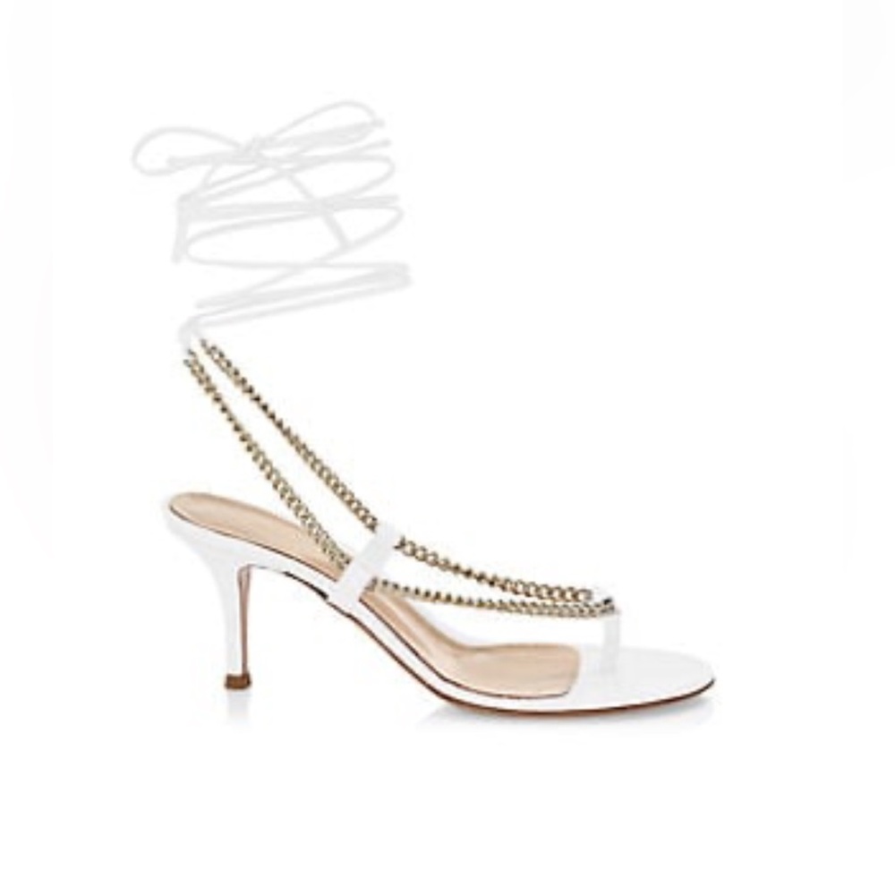 Gianvitto Rossi Chained-Trimmed Ankle Wrap Thong Sandals